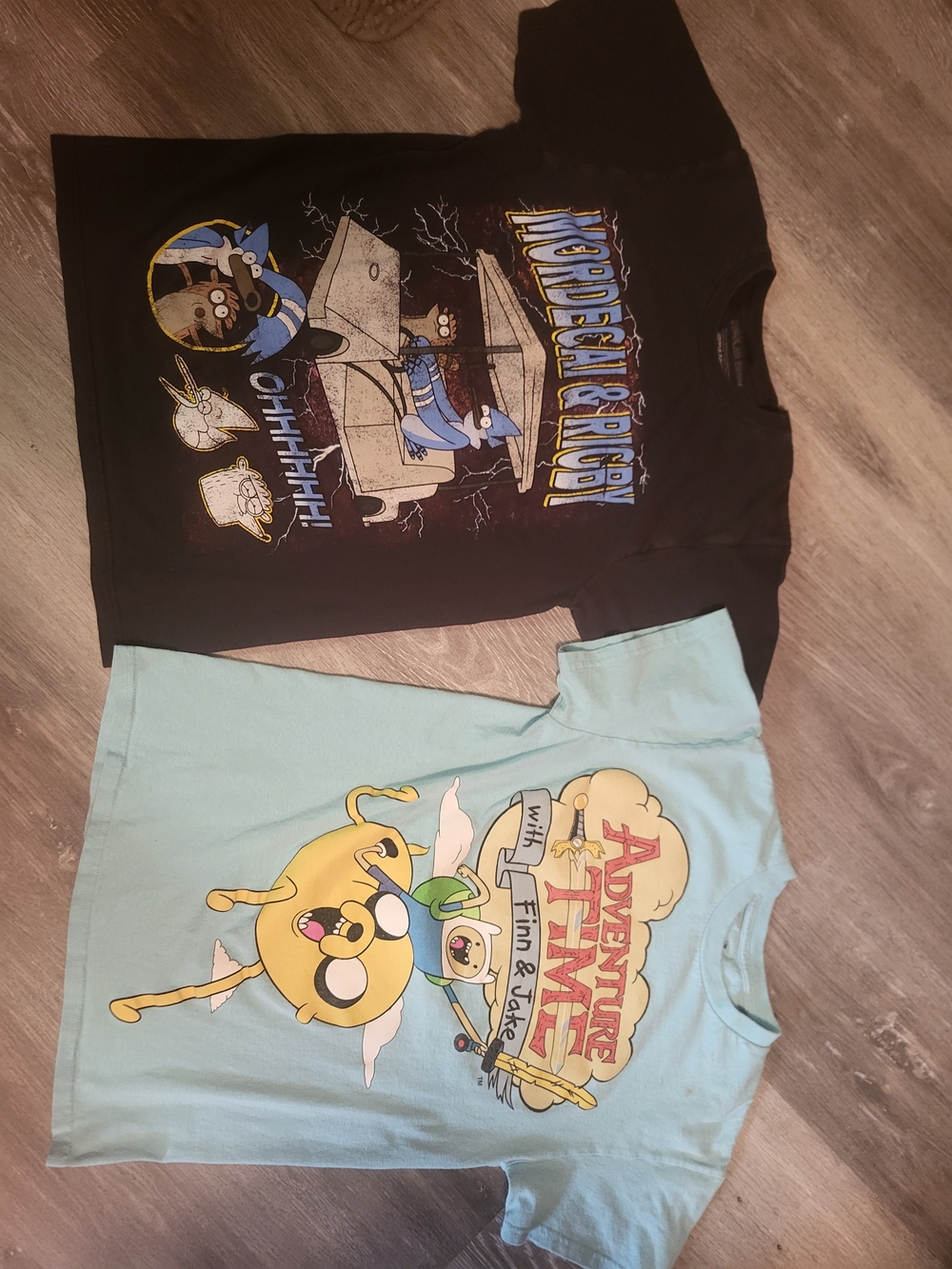 Adult Small Cartoon Network Adventure Time And Regular Show Mens Shirts